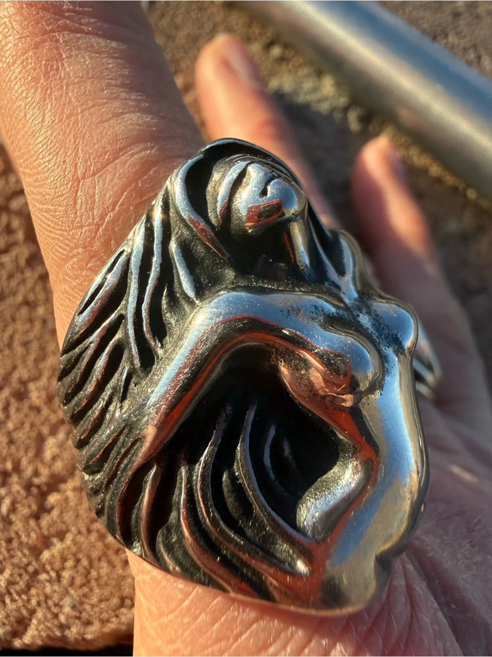 Vintage Sculptural Nude Goddess Silver Tone Statement Ring SZ 10 NEW